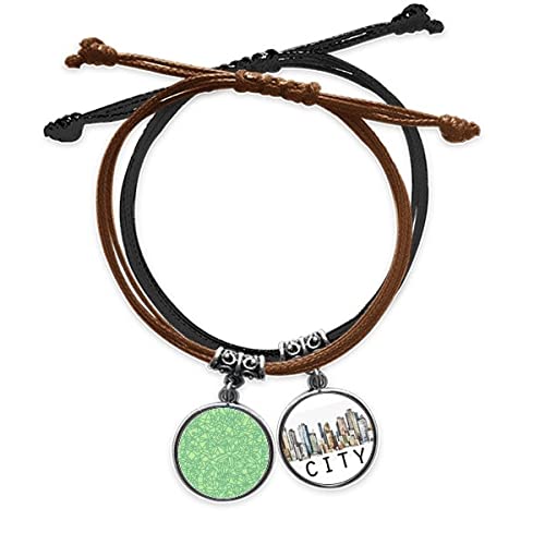Bracelet cuir Sidi lignes entrelacées vert résumé tressé main