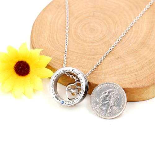 Unique Round Stainless Steel Engraved Faith as Small as Mustard Seed Can Move Mountains Religious Scripture Necklace, Inspirational Christian Mustard Seed Prayer & Blessing Jewelry3