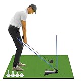 Golf Hitting Mats Outdoor 5x5 Ft Turf Practice Mat with 2 Alignment Sticks 1 Golf Practice Plate for