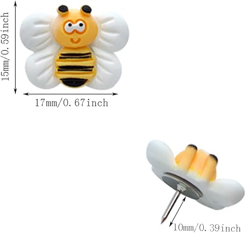 Miniatura 2 de 25 piezas de alfileres con forma de abeja, bonitas tachuelas decorativas para tablero de anuncios para tablero de anuncios para pared, papel de