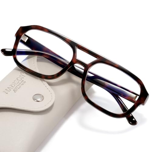Image of Madison Avenue Retro Aviator Blue Light Glasses for Women Men