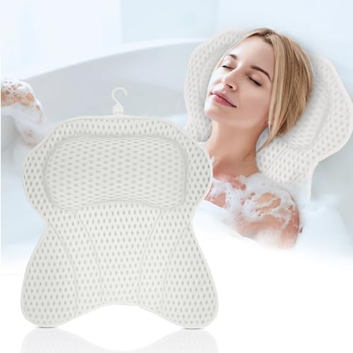 LEODERA Bath Pillow White L - Bath Pillow for Bathtub - Ergonomic...