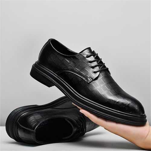 Mens Lace up British Leather Dress Shoes Business Casual Oxford Shoes Formal Office Autumn Spring Men Shoes(Black,8.5)4