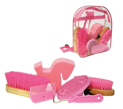 Kerbl Putz-Rucksack (pink, Klarsichtrucksack, Pferdepflegeset, Putzwerkzeuge) 321358