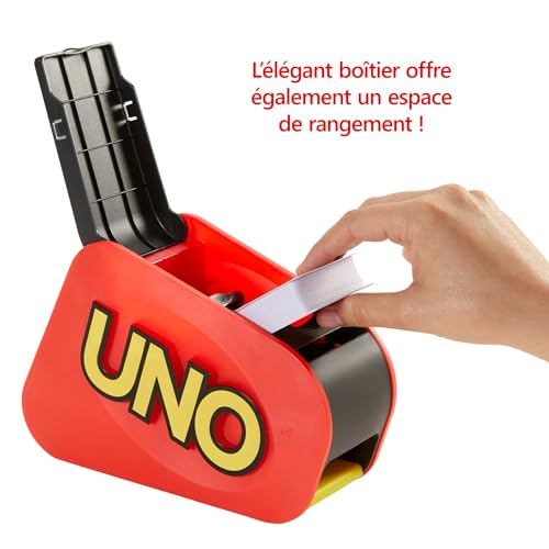 Mattel Games Jeu de Cartes UNO Extreme avec Distributeur aléatoire émettant des lumières et des Sons, 112 Cartes. Jeu pour Enfants, Adolescents et Adultes. Cadeau pour Joueurs de 7 Ans et Plus, GXY75