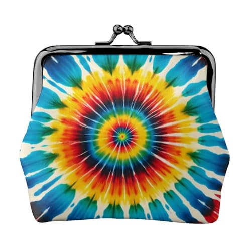 Pu Leather Buckle Coin Purse Abstract-Swirl-Tie-Dye Girls Kiss-Lock Change Purse Wallets
