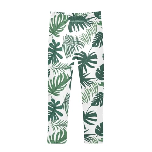 Palm Leaf Tropical Girls Casual Leggings for Kids Printed Long Pant Bottoms Stretch and Soft