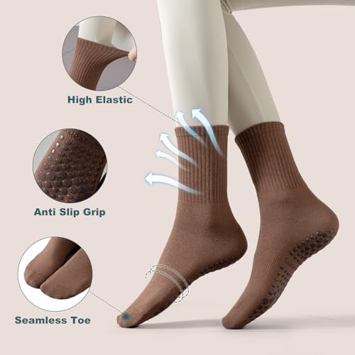 BISOUSOX Pilates Socks Grip Socks, Grippy Sock Woman Yoga Slipper Crew Ankle Non Slip Sticky Barre Ballet Sock Hospital4