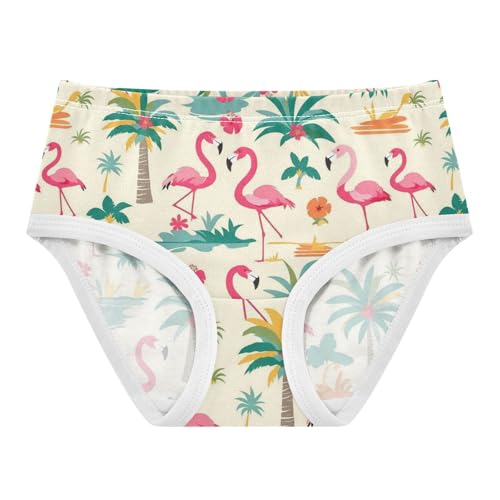Wusikd Flamingos Palm Girls' Underwear Cotton Trees Flowers Girls Briefs Soft Toddler Underwear 2T