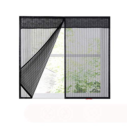Negro Mesh Cortina Mosquitera,magnético Selfadhesive Ventanas Mesh Cortina Fotograma Completo Cinta Magics Protección Contra Insectos Duradero Red Pantalla Muchos Tamaños Negro W100xh150cm(39x59inch)