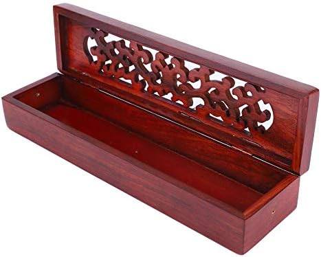 Wooden Coffin Incense Burner, 11in Vietnam Nanmu Joss Stick Holder Burner Storage Coffin Box Ash Catcher