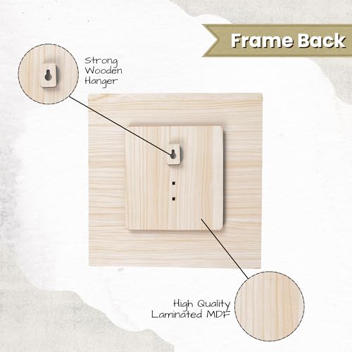 Image of Square Photo Frame 23 x 23 cm Wooden Decorative Picture Frame with Floral Laser Cut Border, Clear Acrylic Front, Wall & Tabletop Photo Frame for Home Decor, Birthday, Anniversary & Baby Photo Gift