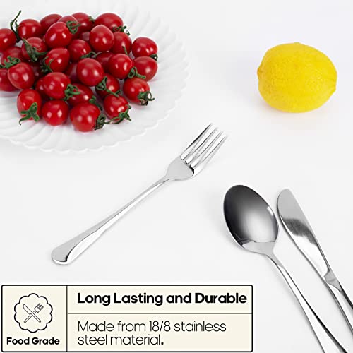 Quatish Camping Besteck, 5 Stück Edelstahl Reisebesteck mit Etui, Besteckset to Go, Campingbesteck für Unterwegs, Outdoor, Reise, Arbeit, Schule, Reise Gadgets, Silber