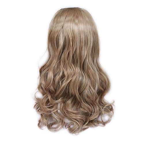 WIGER Synthetic U shape Half Hair Wig Long Curly Wave U Part Wig with 7 Clips Heat Resistant Fiber Invisible Half Head Hair Pieces for Women