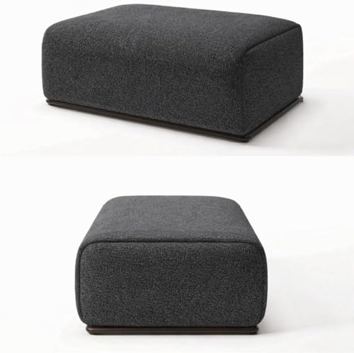 Image of Modern Sofa Chesterfield Design with Stylish Wooden Legs Bouncy Teddy Fabric Off-White Finish Sofa for Living Room, Bedroom, Hallways (3+1+Ottoman, Dark Grey)