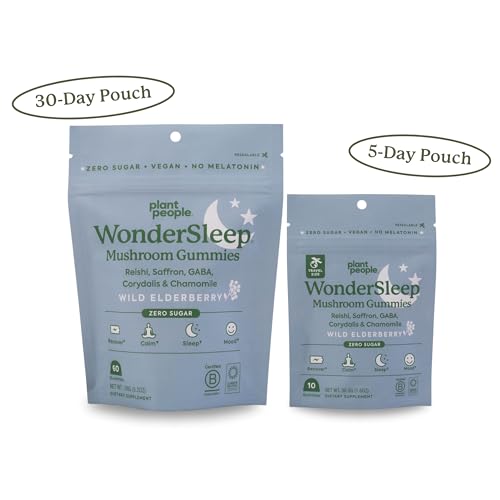 Plant People WonderSleep Mushroom Organic Gummies Supplement Mini with Reishi Super Mushrooms, Saffron, Wild Elderberry Flavor No Sugar Vegan-Friendly & Gluten-Free Trial Size - Image 3