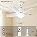NIORSUN Socket Ceiling Fans with Lights and Remote,3 CCT 3000K-6000K, Socket Fan Light with Dimmable Led Light Bulb, Screw in Small Ceiling Fan for Bedroom Living Room Kitchen Garage(White)