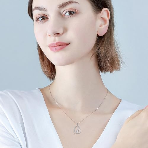 JERWLI Mops Halskette Sterling Silber S925 Schwarzer Mops Anhänger Halskette Schmuck für Frauen Mädchen Mops Geschenke für Mopsliebhaber