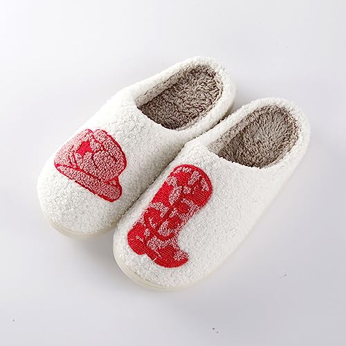 Men's Women's Animal Slippers Cat Dog Slippers Bear Love Slippers Vintage Cowboy Boots Cowboy Hat Slippers Memory Foam Plush Home Shoes Happy Face Slippers2