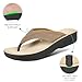 AEROTHOTIC Arch Support Flip Flops for Women Comfortable Cushioned Memory Foam Lined Footbed Outdoor Indoor Dressy Beach Walking Thong Extra Soft Padded Strappy Sandals (Tera Khaki, Size 8)