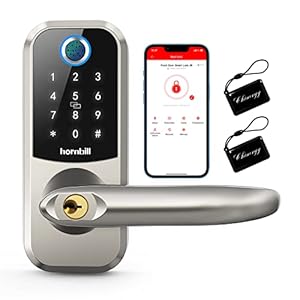 Smart Lock,Hornbill Fingerprint Keyless Entry Locks with Touchscreen Keypad,Bluetooth Front Door Lock,Electronic Digital…