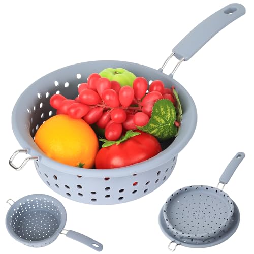 Nudelsieb Faltbares Küchensieb Faltbares Sieb Silikon Nudelsieb mit Griffe, multifunktional Abtropfsieb Küche Abgießhilfe Sieb für Nudeln Töpfe