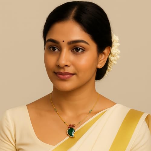 Image of Women's Gold-Plated Mango Pendant Necklace Ruby Accent Mango Design Lightweight Chain for Girls & Women