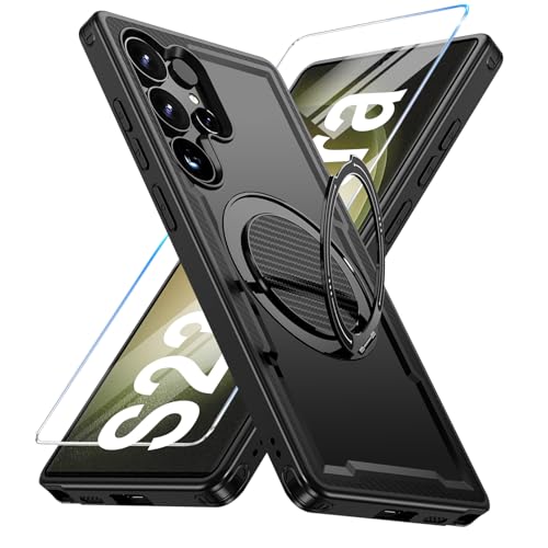 Handyhülle für Samsung Galaxy S22 Ultra/S23 Ultra Hülle fit für Mag-Safe, 360 Grad Magnetisch Metall Ring Handytasche Ca...