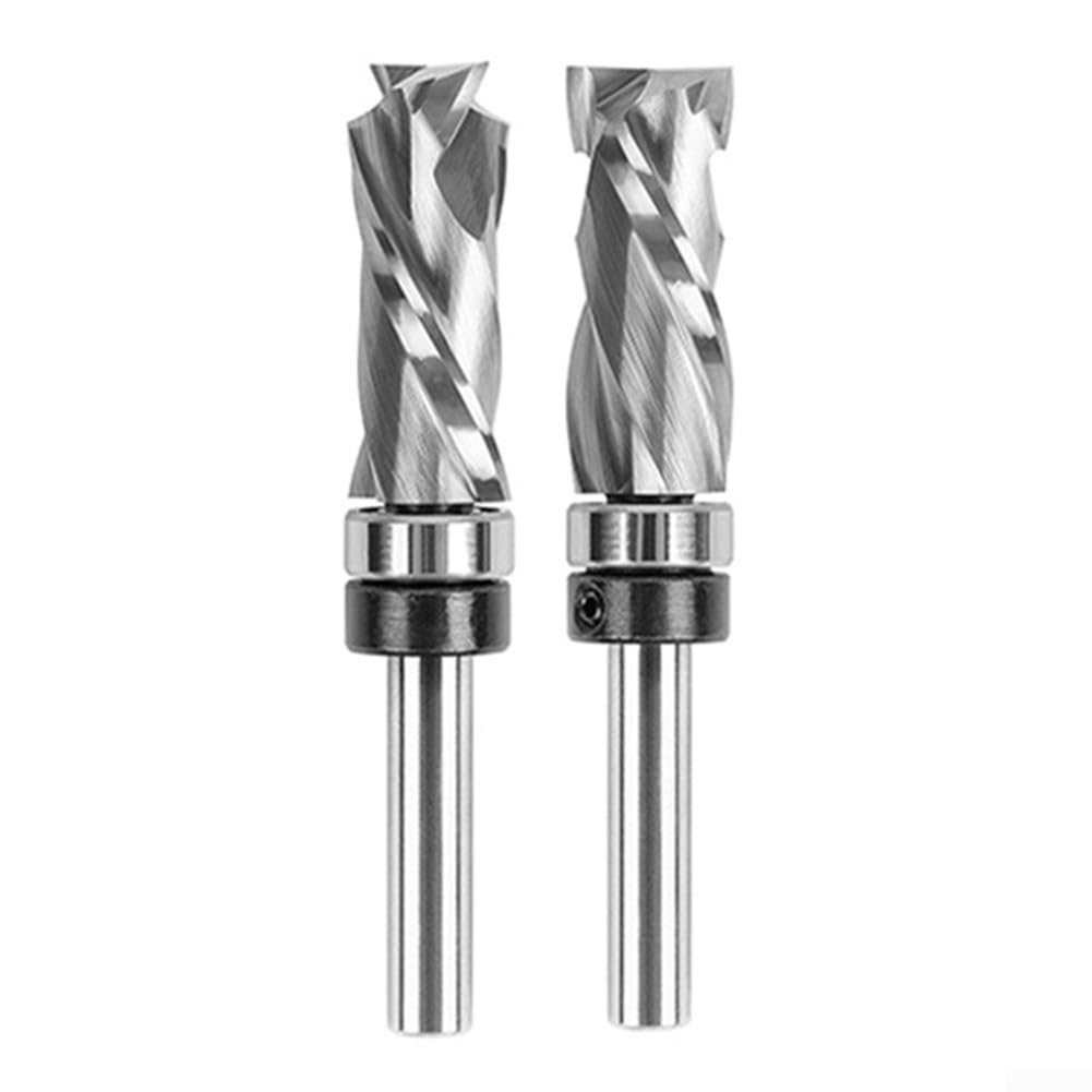 Spiral Flush Trim Router Bit 1/2" Cut Dia 1/4" Shank Carbide Tipped Wood MDF Laminate Veneer Plywood Template Pattern Work Silver Black(1/4 * 1/2 * 1)