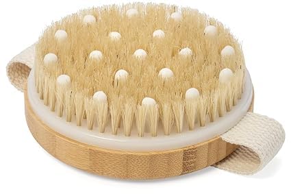 Back Scrubber Body Shower Anti Slip Long Handle with Stiff and Soft Bristles - Showering Exfoliator for Women, Men, Elderly (2 in 1 Tedy Bath Brush) (Exfoliating round wooden bath brush)-image-16