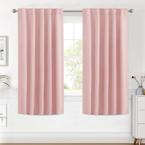 Image of H.VERSAILTEX Blackout Curtains Thermal Insulated Window Treatment Panels Room Darkening Blackout Drapes for Living Room Back Tab /Rod Pocket Bedroom Draperies (2 Panels, Baby Pink, 42 x 63 Inch)