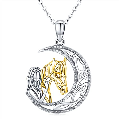 Eusense Collier Cheval Fille, Pendentif Cheval Or en Argent Sterling 925 Bijoux Cadeau pour Femme Filles Ado Cover