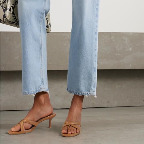 Image of Dsevht Gold Kitten Heel Sandals for Women Flip Flop Strappy Mule heels Rounded Open Toe Heeled Thong Sandals Women