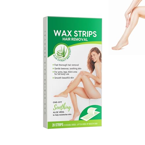 Strisce Depilatorie, Strisce di Cera Fredda Doppia Faccia, Con Estratto di Aloe Vera 20 Strisce per, Depilazione Precisa Facile da Usare e Rimuovere, cream1