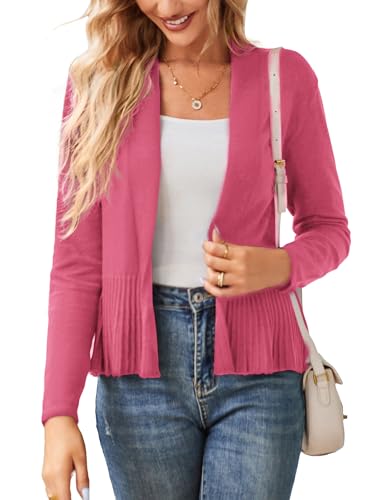 Image of GRACE KARIN Women's Lightweight Peplum Cardigan Sweaters Open Front Cropped Cardigan Long Sleeve Trendy Summer Knit Tops
