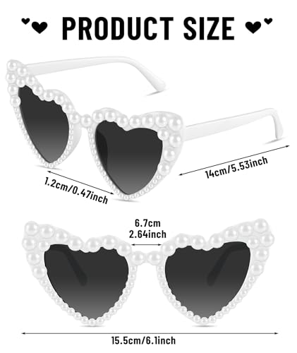 PLULON Heart Sunglasses for Women Bride White Heart Shaped Funny Classic Vintage Rhinestone Love Glasses Bachelorette Party3