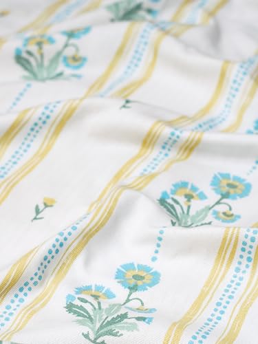 Image of Tranquebar Curtain Co. Window Curtains 5 Feet, 60-65% Room Darkening, Blue-Yellow Floral Print, Cotton Curtains for Window, Cotton Curtains 5 Feet Long Set of 2,BackTab Loops,Dani (152 cm) - Set of 2