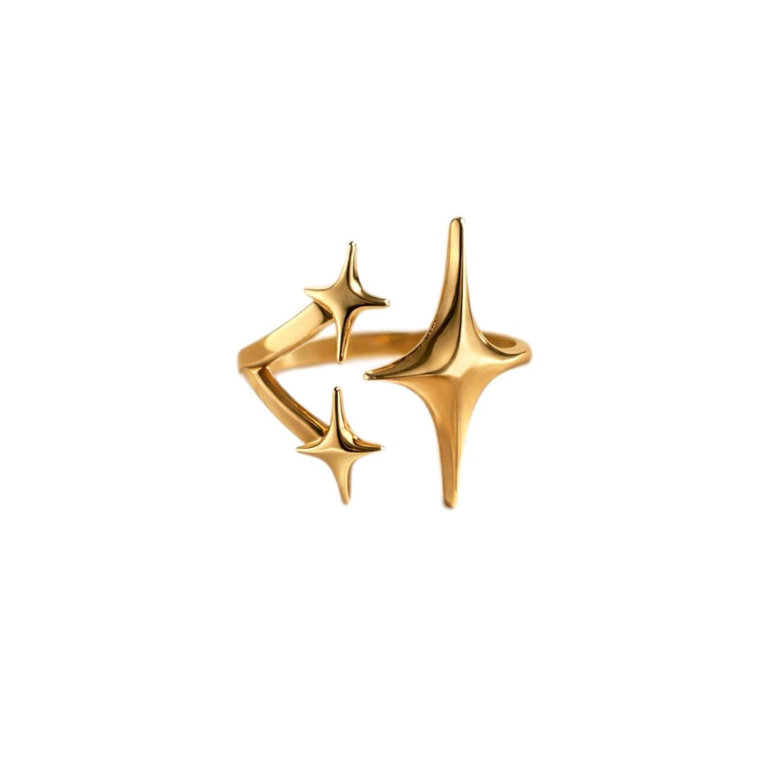 Nova Glint Adjustable Gold-Tone Star Statement Ring for Women & Girls | Open Adjustable Finger Ring | Trendy Fashion Jewelry-image-40