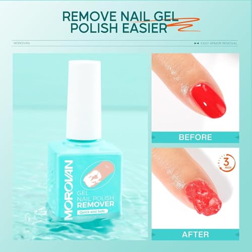 Morovan Gel Nail Polish Remover: Professional Gel Remover for Nails Easily & Effectively Gel Polish Remover in 3-5 Minutes No Need Soaking or Wrapping