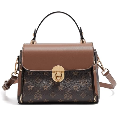 LAORENTOU Designer Satchel Bag for Women, Crossbody Bag for Ladies with Buckle, Medium Purses with Adjustable Shoulder Strap(Brown)