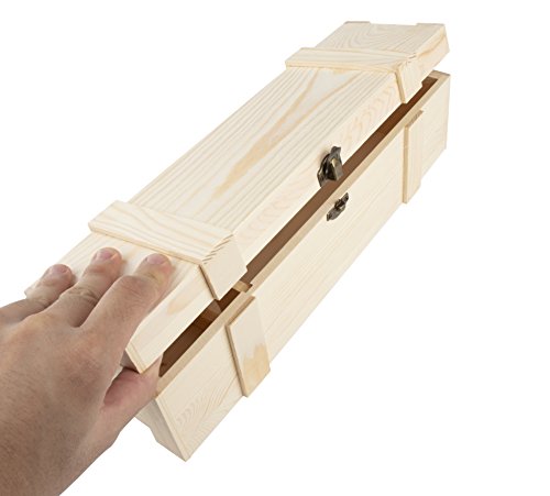 Juvale Wooden Wine Box - Single Wine Bottle Wood Storage Gift Case, Hinged With Clasp Box For Birthday Party, Housewarming, Wedding, Anniversary (13.82 X 3.98 X 3.94 In) #TOP5