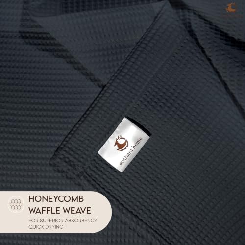 Image of Pure Cotton Waffle Towel | Lightweight | Anti Microbial and Water Absorbent | Soft Touch Quick Drying Bath Towel (Charcoal, Pack of 1)