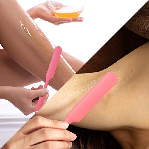 Mudder 3 Pieces Non-Stick Wax Spatulas Silicone Spatula Waxing Applicator Hair Removal Sticks Applicator Spatula Reusable Scraper Hard Wax Sticks For Home Salon Body Use (Pink) #TOP5