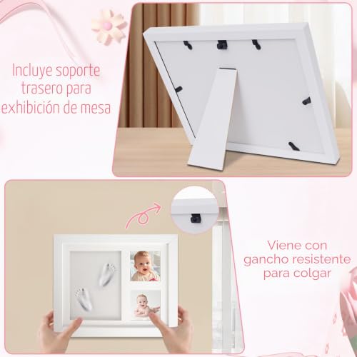 Miniatura 7 de Kit De Marco Para Manos Y Huellas De Bebé Para Niño Y Niña, Cuadro Huella Bebe Pie Y Manos Como Regalos Para Bebes Recien Nacidos, Kit De Arcilla Segura Y Antigrietas, Recuerdo Original, Decoración