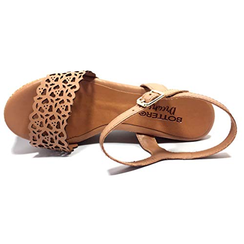 Sandália Bottero Anabela Dreams de Couro Laser - Amendôa - 34