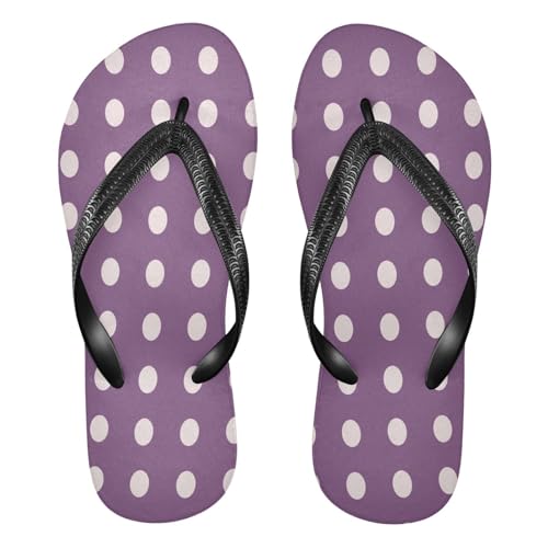 Polka Dot Purple Flip Flops for Beach Thong Sandals Anti-slip Lightweight Shower Shoes for Travel Summer Outdoor