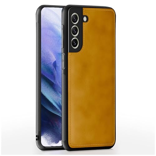 Image of Leather Case for Samsung Galaxy S21FE Premium Protective Stylish Slim Cover with Shockproof Raised Edges Brown