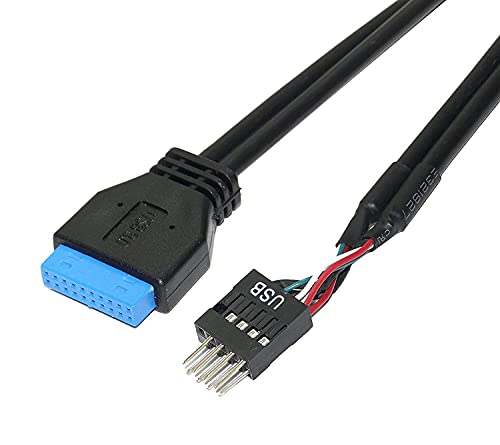 SaiTech IT USB Motherboard Connector 20 Pin USB 3.0 Female to 8 Pin USB 2.0 Male Motherboard Adapter Converter Cable - 30 cm
