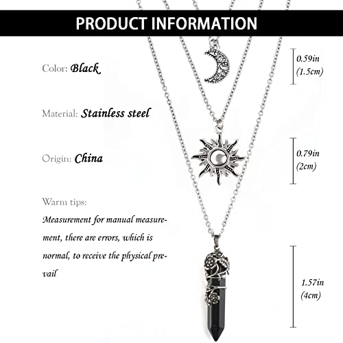 MJartoria Gothic Necklaces Chakra Sun and Moon Charm Pendant Layered Choker Necklace Set Gothic Jewelry for Women3
