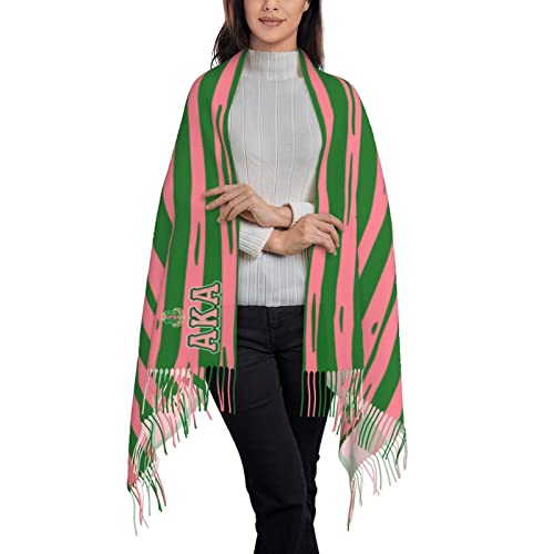 MAKOO AKA Scarf Sorority Winter Pashmina Shawl Wrap with Fringed Edges for Women, Warm & Soft, Gift Ready-70X28 Inches3